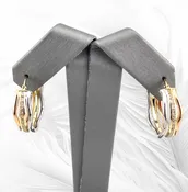 10K Tri-Color Three Ring Hoop Earrings