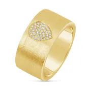 Teardrop Diamond Pave Set 14kt Yellow Gold Ring