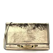 Alexander McQueen Small Story Gold Crackled Leather Shoulder Bag
