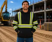 Reflective Safety Pullover Hoodie — Hi-Vis Two-Tone with Reflective Tape | Black, Safety Green, Orange
