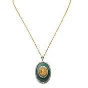 1.20 Carat Diamond And Yellow Gold Coin Pendant Necklace- V17068-1