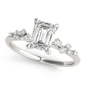 14K White Gold Emerald Diamond Engagement Ring