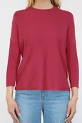 3/4 Sleeve Oversize Knit Tee Style Sweater in Barberry Red