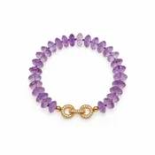 Amethyst Abacus Faceted Button Cubic Zinc Alloy Hook Bracelet