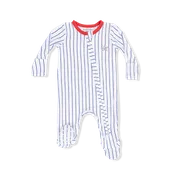 Angel Dear Baseball Stripe Zip Footie