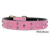 1.5" Wide Italian Leather Bling Dog Collar – Crystal Gem Edition (V44)