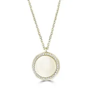 14K DISC WITH DIAMOND OUTLINE NECKLACE