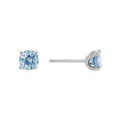 14K White Gold 4-Prong Aquamarine Stud Earrings