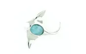 Sterling Silver Manta Ray Pendant with Larimar accent