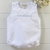 Baby Boys White Baby Bubble Romper Outfit