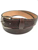 Gingerich BW Leather Rich Brown Basket Stamp Belt
