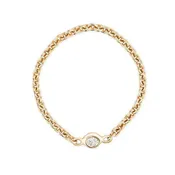 14k Bezel Solitaire Round Diamond Chain Ring (0.03.ct.tw)