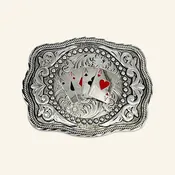 Aces Silver Cowboy Buckle CB04