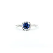 Ring Halo .30ctw Round Diamonds .95ct Sapphire 14kw sz7.5 7.7x7.7mm 124060171