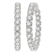 10 Ctw Inside-Out Round Cut Diamond Hoop Earrings in 14K White Gold