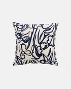 Ensikukat Canvas Cushion Cover | 20"x20" | Blue Black, Off-white
