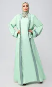 2-Piece Abaya with Tassel Shrug ·Lace Embroidery