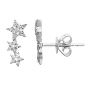 14k White Gold Star Diamond Earrings