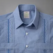Blue Gingham Short Sleeve Guayabera | 100% Cotton