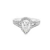 1.32 Carat Pear-Shaped Diamond Halo Split Band Engagement Ring