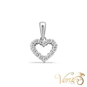 10K White Gold Heart Pendant with 0.30 ct Diamonds – 17mm