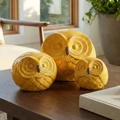 Decorative Figurine Set of 3 - Ceramic Yellow Owls, 8 in. 16402-01