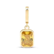 Charmed Memories Emerald-Cut Orange Cubic Zirconia Charm 10K Yellow Gold