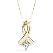 0.32CT Square Diamond Solitaire Pendant