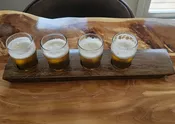 4-Glass Beer Flight with Handle – Reclaimed Barrel Stave