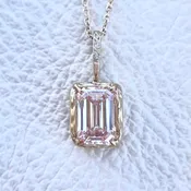3 CT Pink Emerald Cut Lab Grown Diamond Necklace