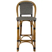 Black and Cream Mediterranean Bistro Bar Stool with Back (29" h. seat) (E)