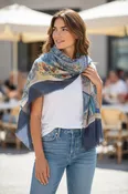 19ANDREA'S47 CASHMERE & SILK SCARF - YACHT