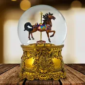 120MM Carousel Horse Revolving Musical Snow Globe