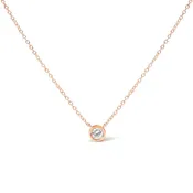 10K White Gold 1/10 Carat Round Brilliant-Cut Diamond Modern Bezel-Set Solitaire 16"-18" Pendant Necklace (H-I Color, SI2-I1 Clarity)