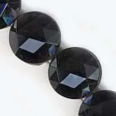 1940s occupied Germany 2 hole gunmetal glass faceted nailhead beads. 7x5mm. Pkg of 10. b11-bw-0834