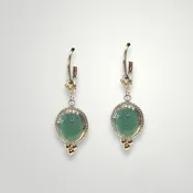 Bezel-set Jade Dangle Earrings in 14k Gold