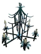 Vintage Chinoiserie Bamboo Chandelier