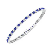 14K White Gold Blue Sapphire & Diamond Bracelet