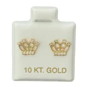 10KT Crown CZ Stud Gold Earrings