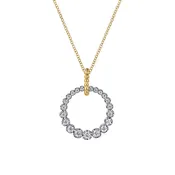 14K White and Yellow Gold Diamond Drop Necklace