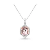 14kt Rose & White Gold Morganite & Diamond Pendant