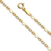 14K Tri-Color Gold Diamond-Cut Valentino Star Chain Necklace – 2.1mm