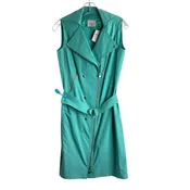 AKRIS PUNTO Size 4 Aqua Zippers Sleeveless Cotton NWT DRESS