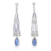 Cicada Platinum Moonstone & Diamond Drop Earrings