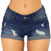 Women High Waisted Plus Size Ripped Denim Shorts Stretchy Jean Shorts