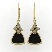Black Coral Flower Stone Earrings
