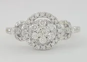 0.52 ct 18k White Gold Cluster Halo Engagement Ring 2.5 grams Size 6