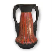 Art Deco Nouveau Bohemian Ceramic Handled Vase 1930s