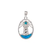 Lab-Created Opal &amp; CZ Lighthouse Pendant