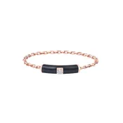 14K Rose Gold Black Enamel Diamond Chain Ring